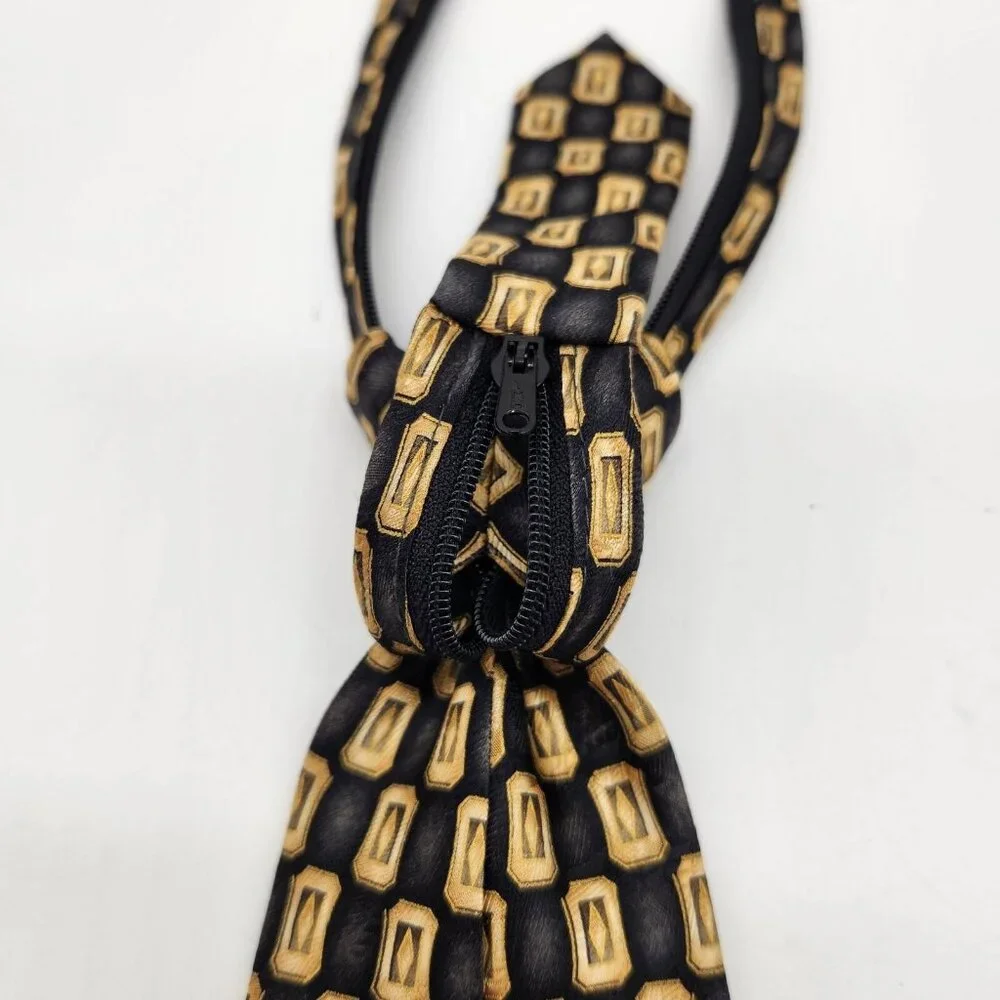 Jacob Roberts Nordstrom Zipper Tie Pre-Tied Necktie Adjustable‎ Geometric EUC